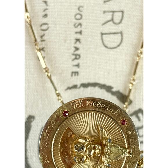 B11 Kramer I Love You Medallion Necklace Vintage Angel Heart Statement Celestial - Picture 10 of 13